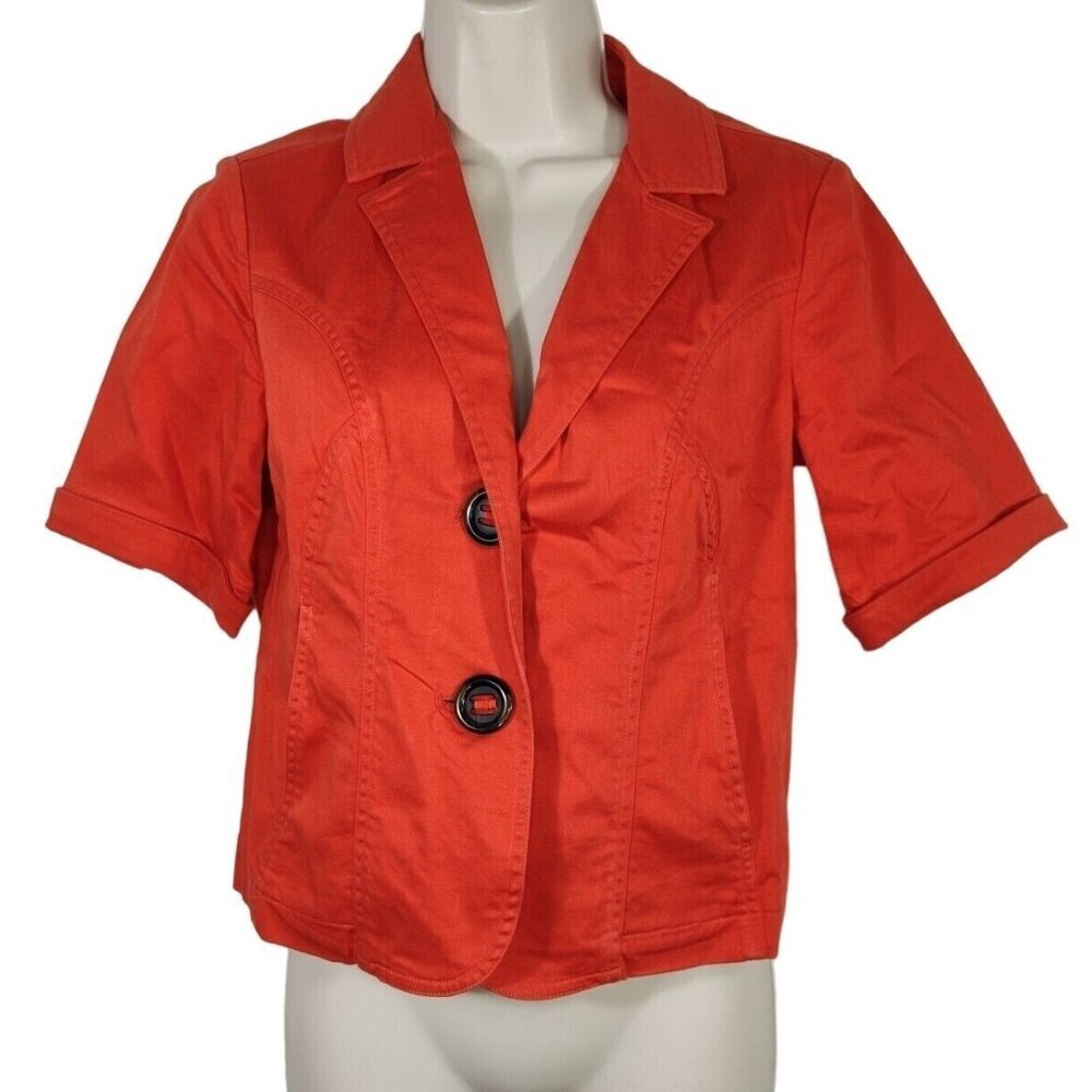 Coldwater Creek Orange Layering Jacket Collared Women Petite Size 6P Fitted